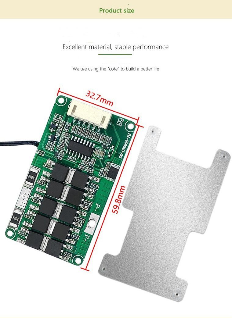 Dimension drawing of the 5S 21V lithium battery protection board
