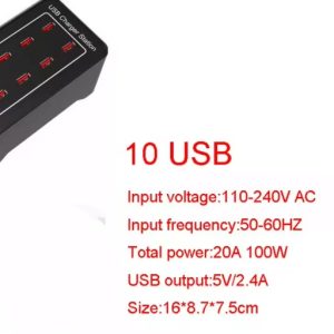 10 ports 5V 2.4A charger 100W